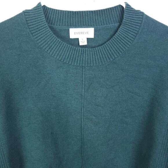 Evereve Sweater Womens Small Ribbed Crewneck Dark Emerald Mid Weight Office - Picture 4 of 8